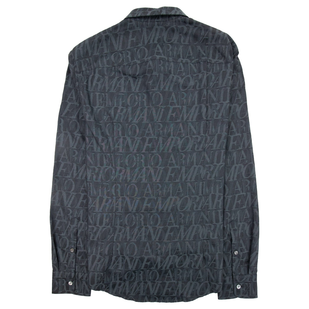Emporio Armani All Over Logo Print Shirt Lettere Grige 620