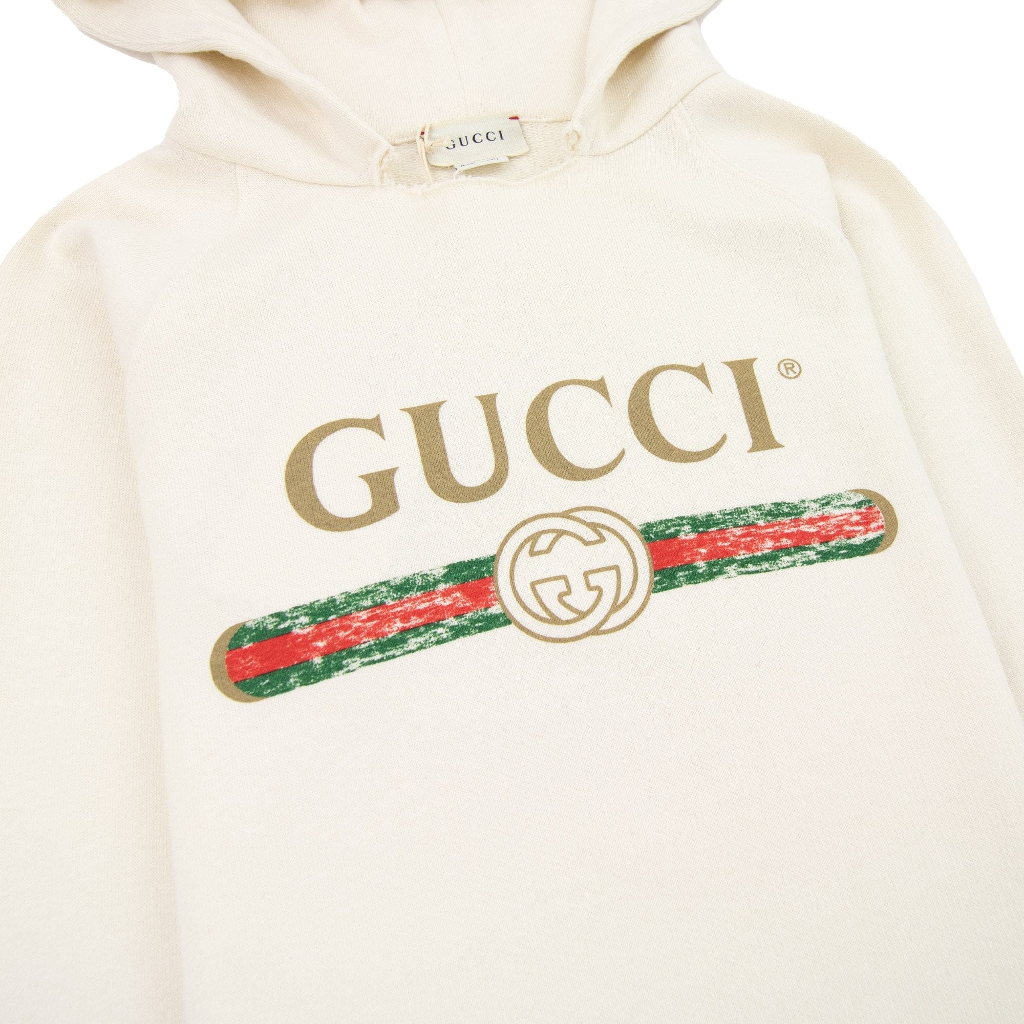 Gucci Junior Logo Print Hoodied Sweatshirt White 9112