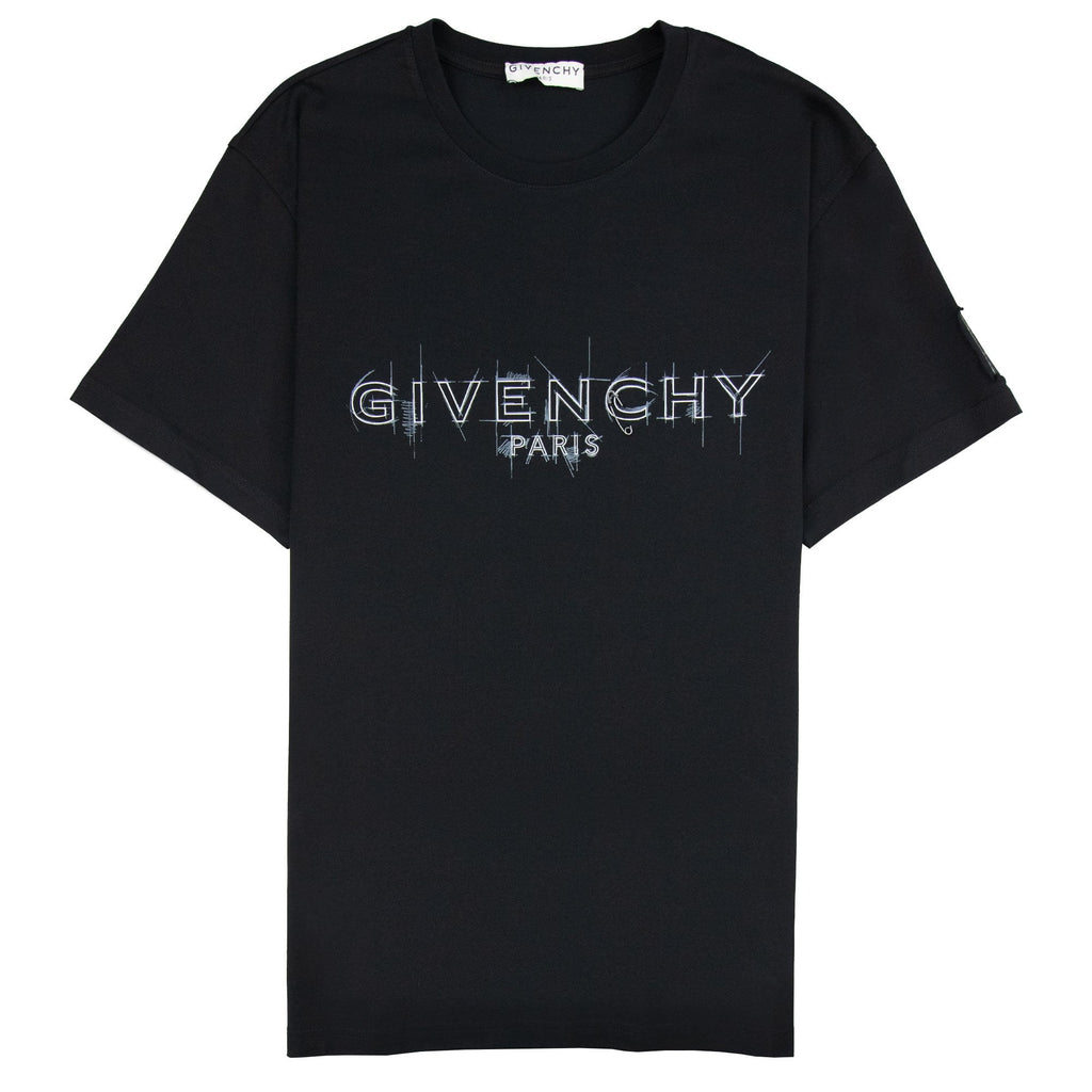 Givenchy Logo Print Crewneck T Shirt Black 001
