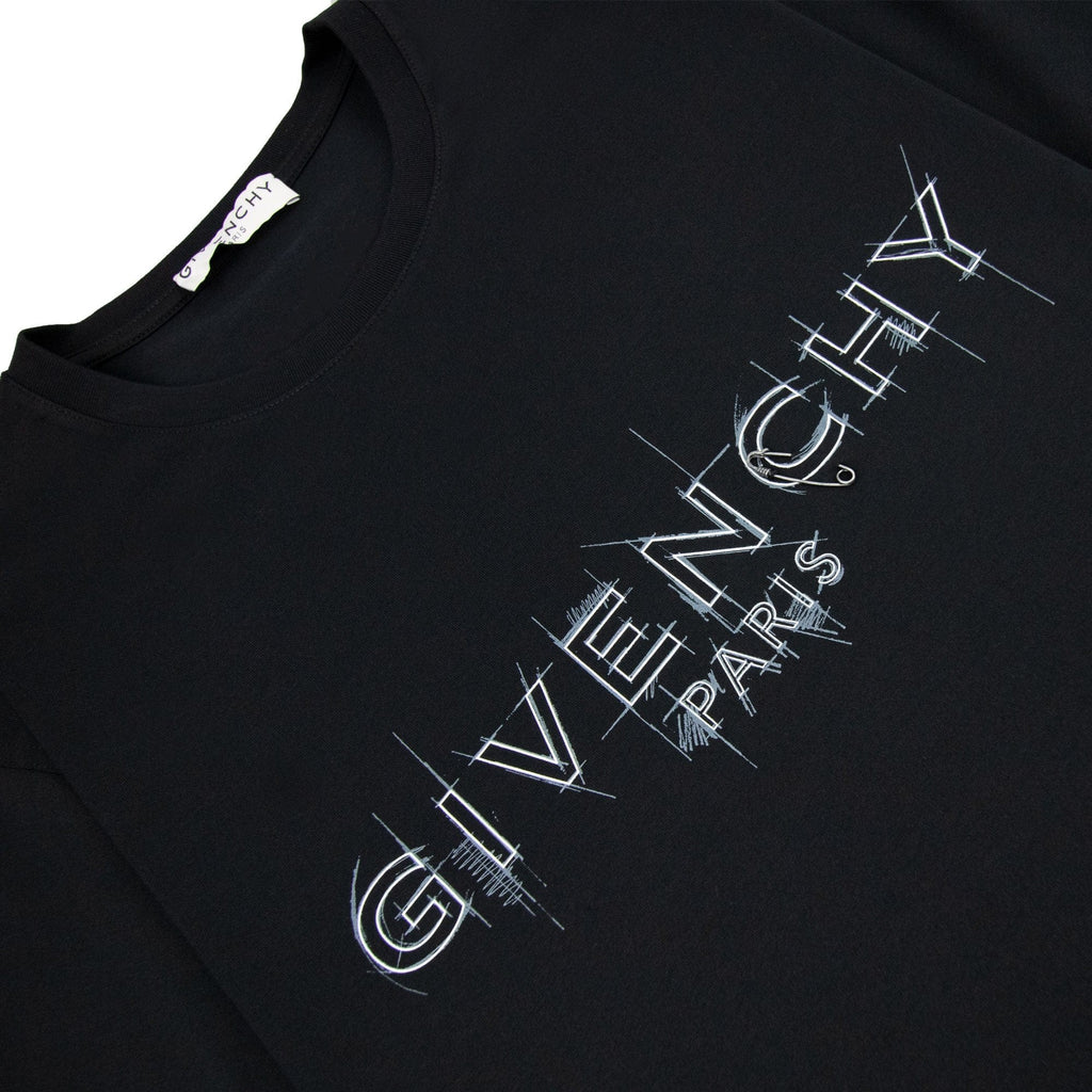 Givenchy Logo Print Crewneck T Shirt Black 001