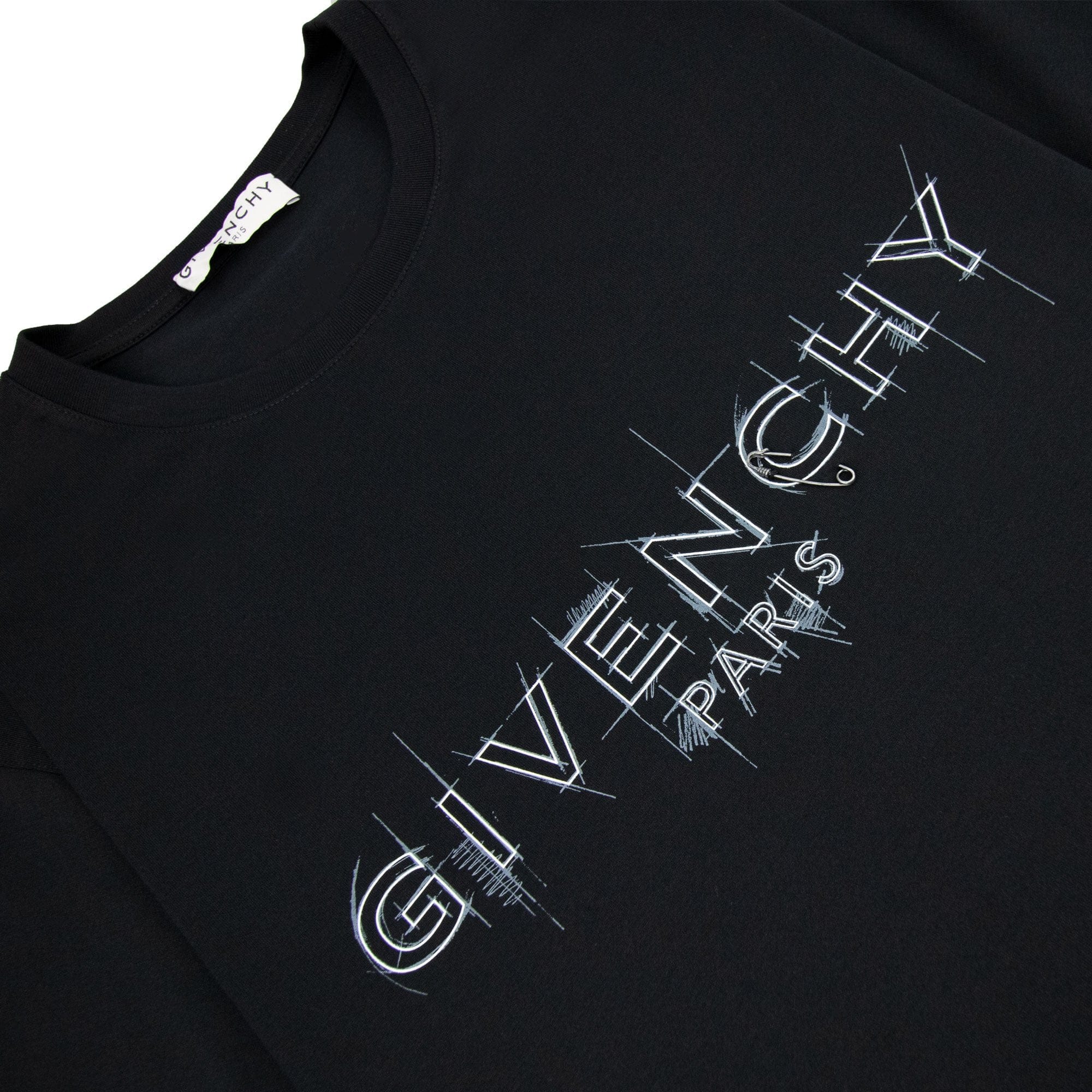 Givenchy Logo Print Crewneck T Shirt Black 001