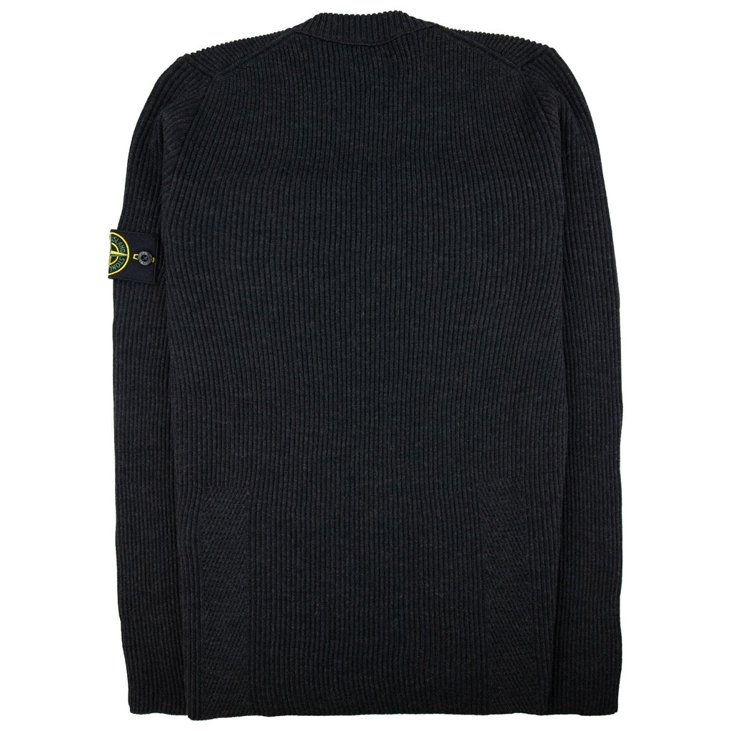 Stone Island Ribbon Knitted Crewneck Sweatshirt Dark Grey V0065