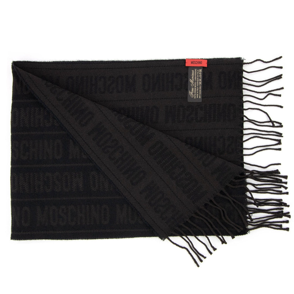 Love Moschino All Over Print Logo Scarf Dark Brown