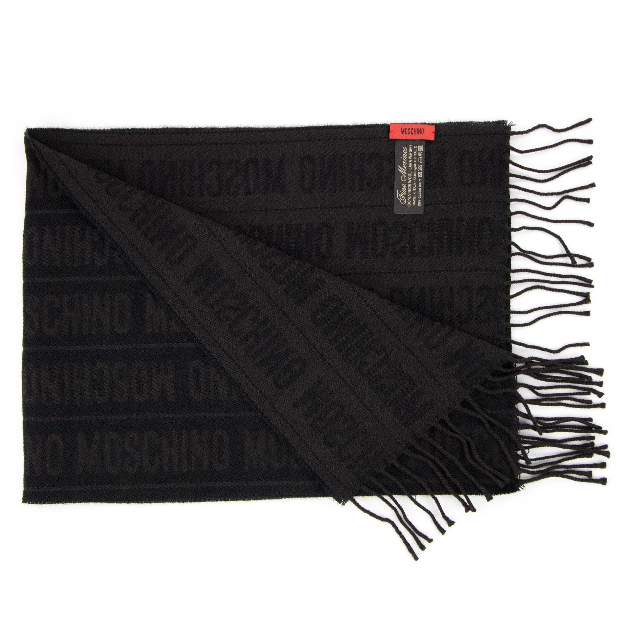 Love Moschino All Over Print Logo Scarf Dark Brown