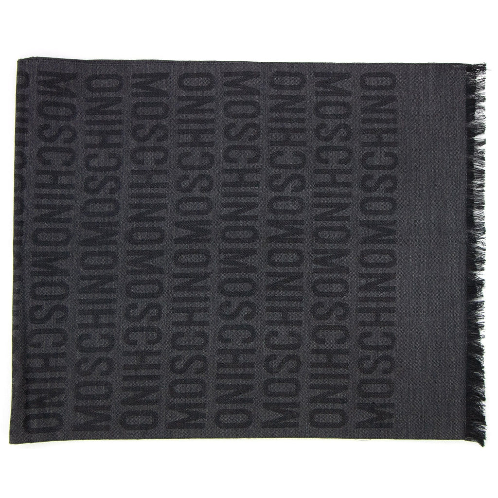 Love Moschino All Over Logo Print Scarf Dark Grey