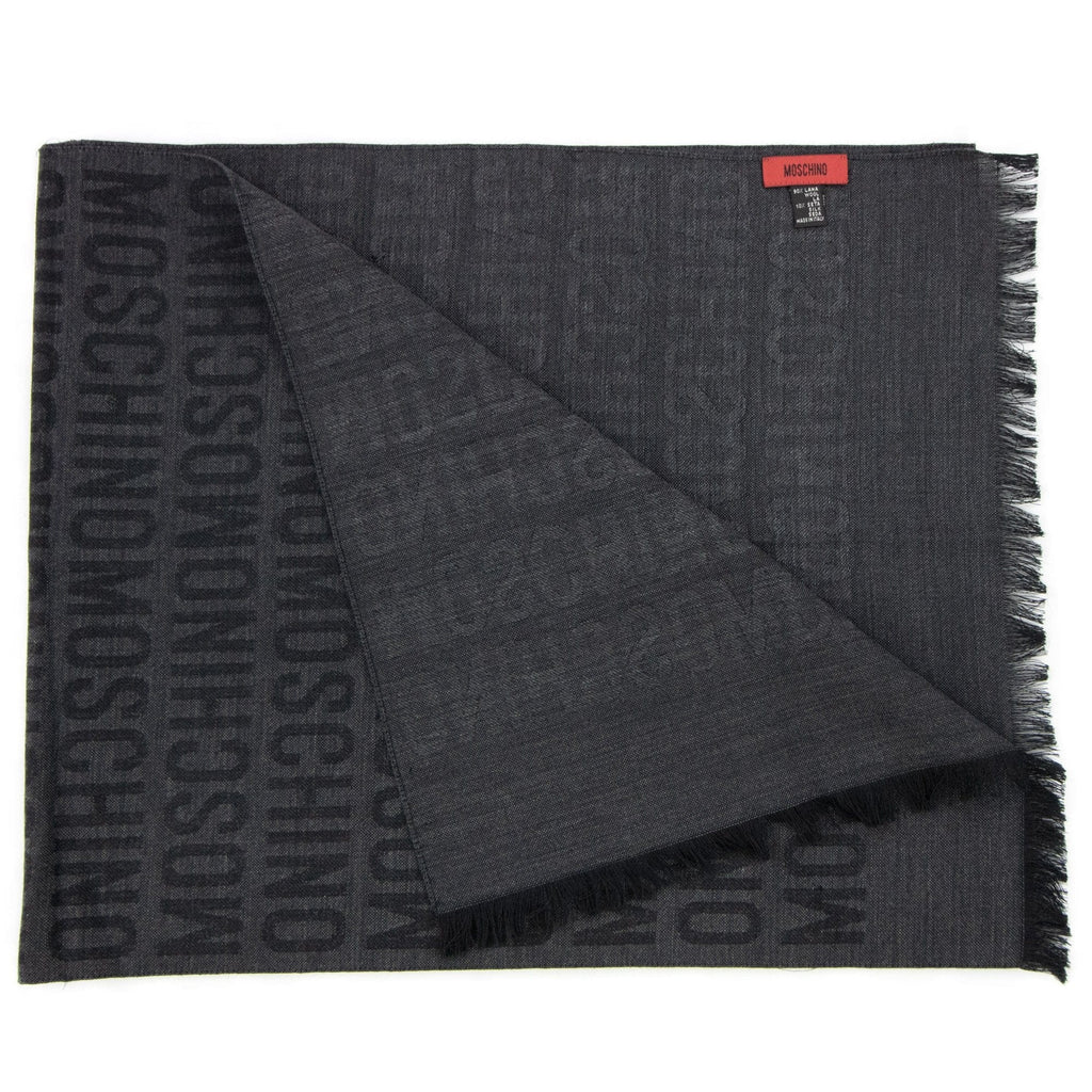 Love Moschino All Over Logo Print Scarf Dark Grey