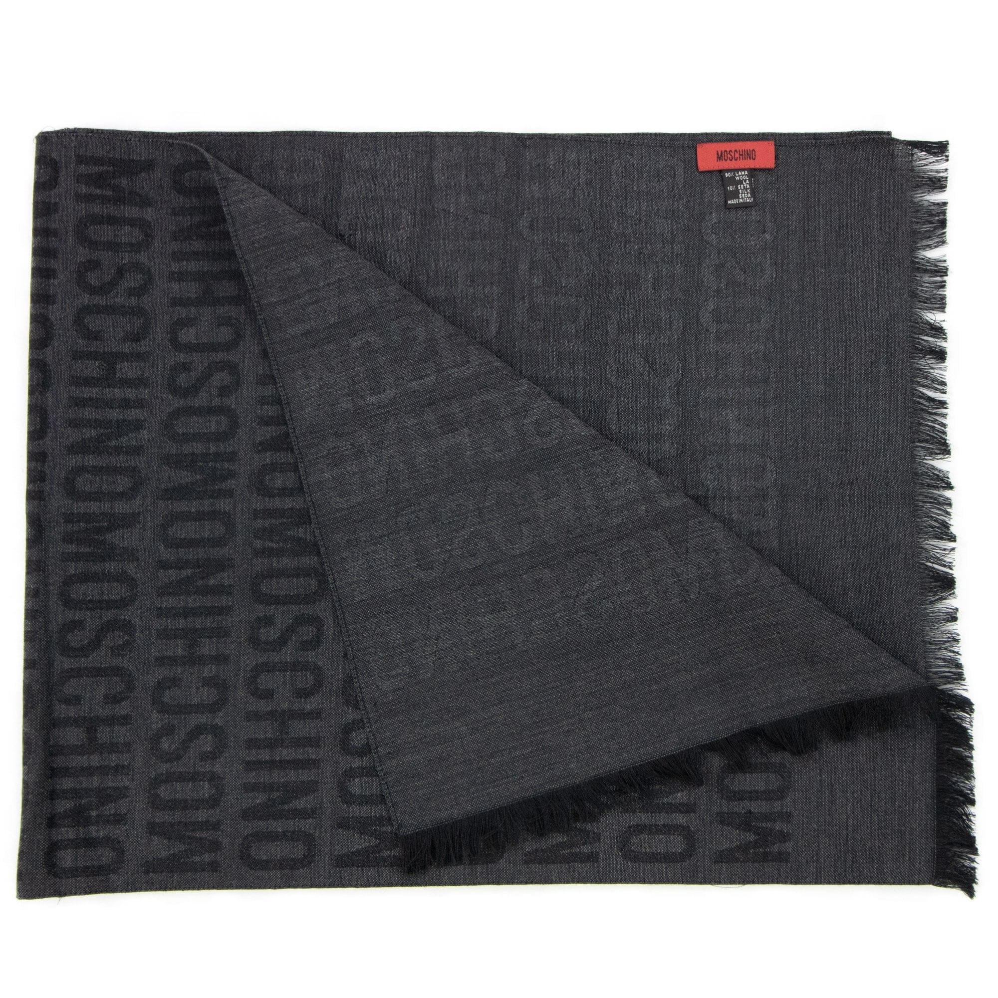 Love Moschino All Over Logo Print Scarf Dark Grey