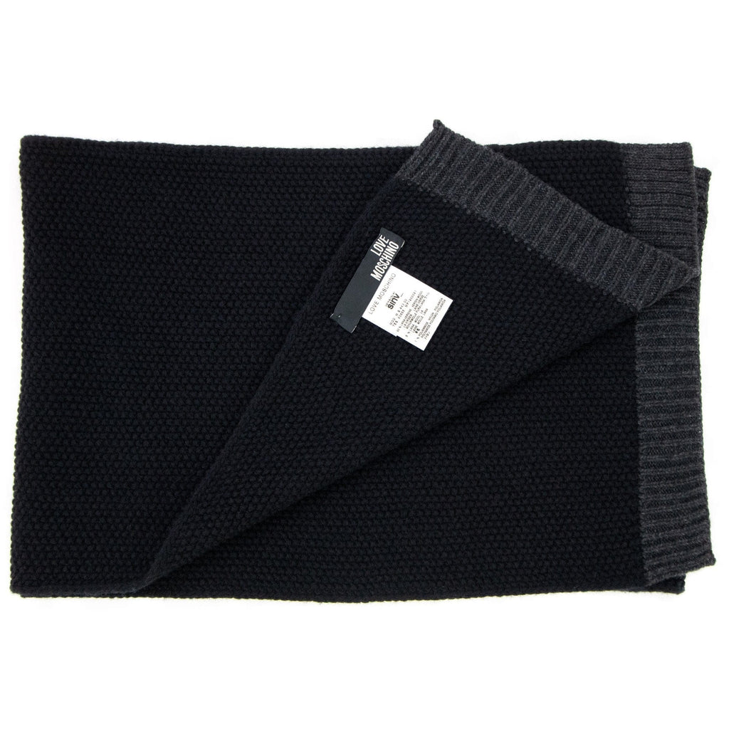 Love Moschino Metal Logo Lambs Wool Scarf Dark Navy