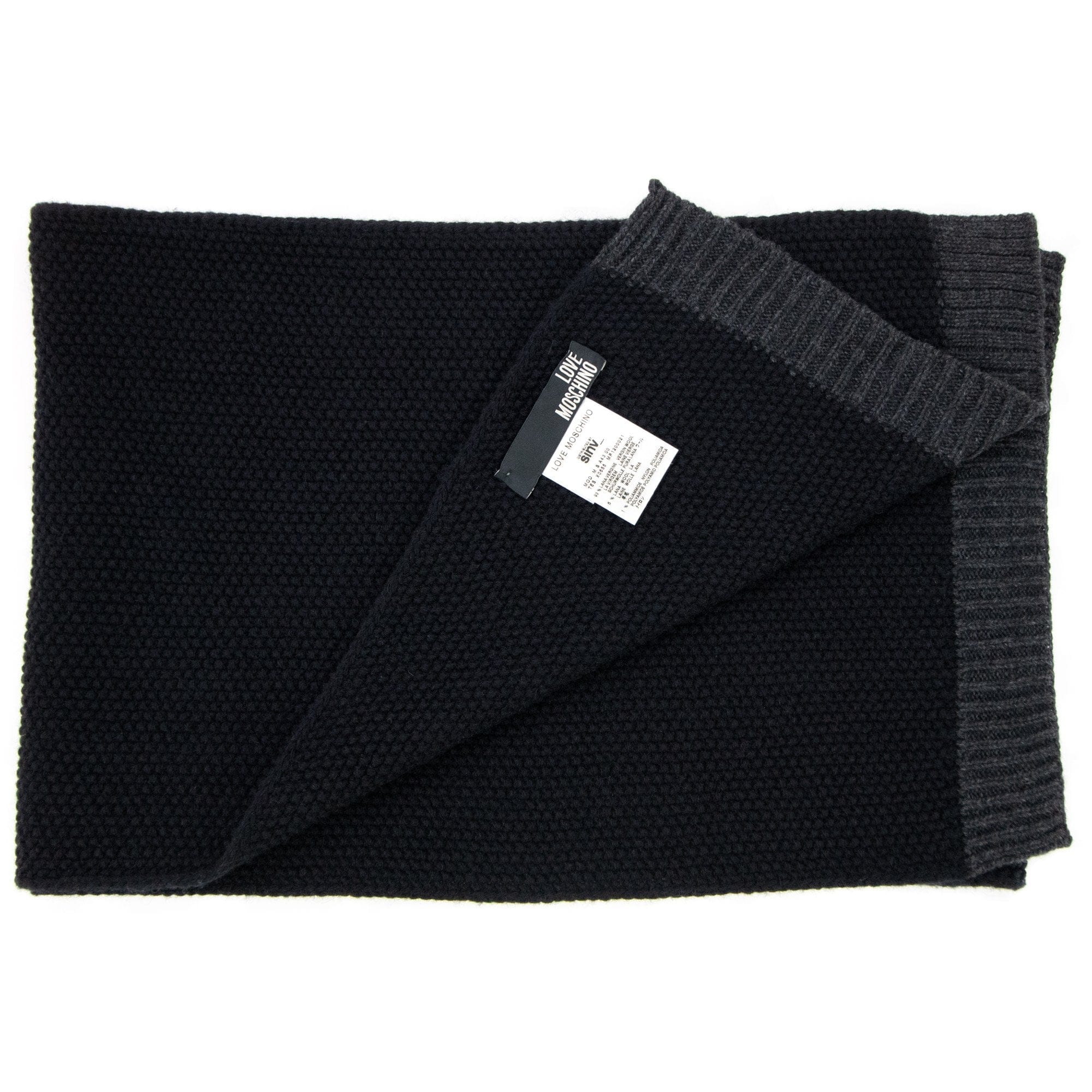 Love Moschino Metal Logo Lambs Wool Scarf Dark Navy