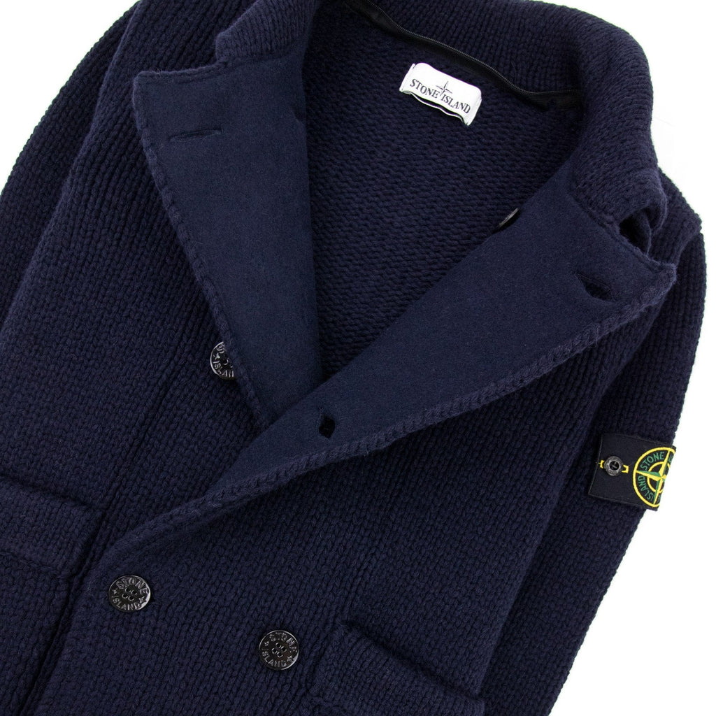 Stone Island Double Breasted Knitted Cardigan Navy V0020