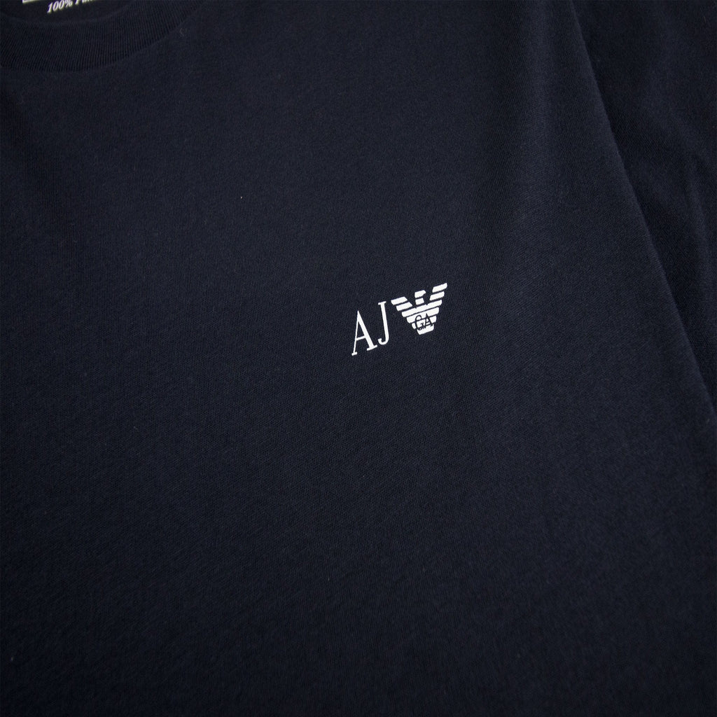 Armani Jeans Logo Print Crewneck T Shirt Blue Notte