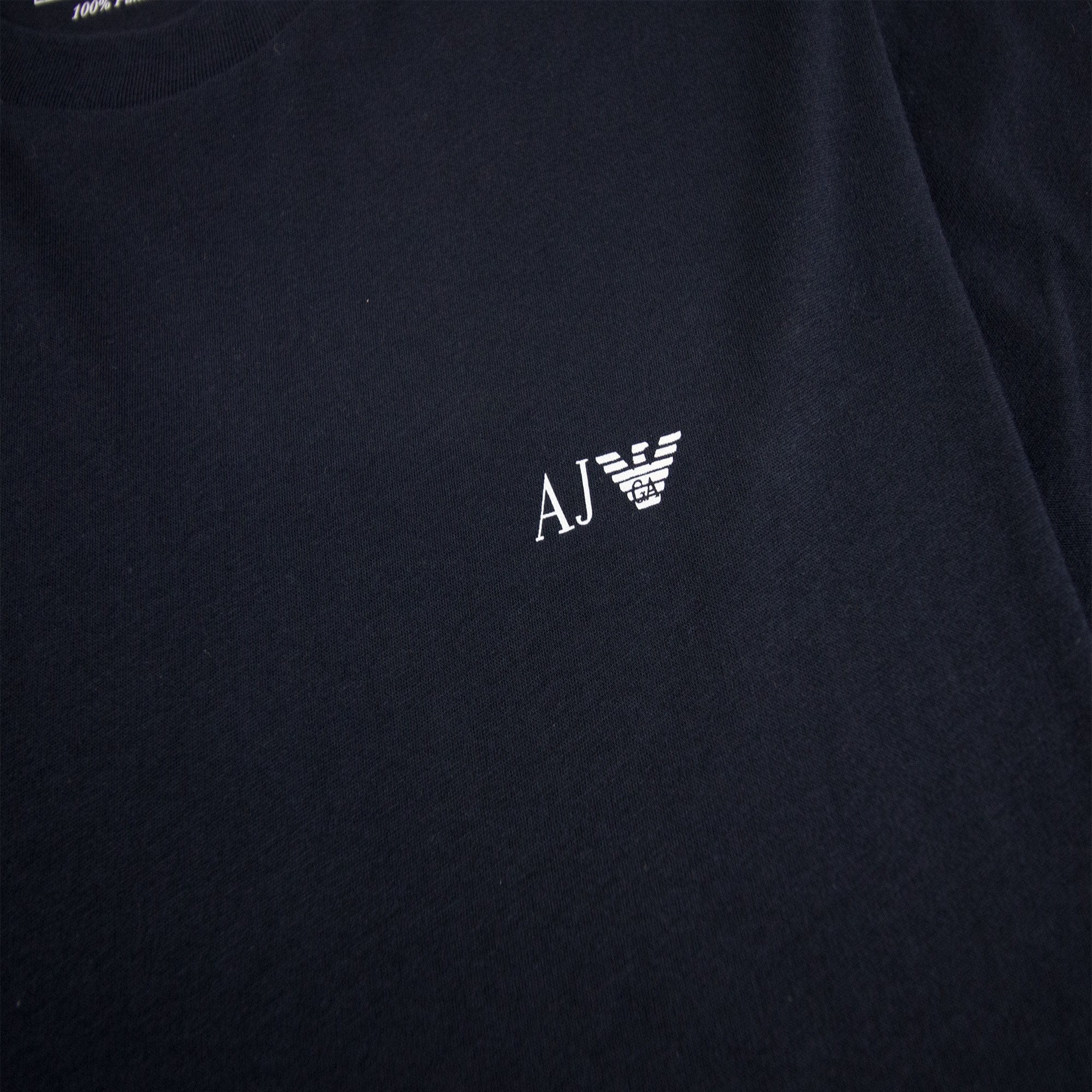 Armani Jeans Logo Print Crewneck T Shirt Blue Notte