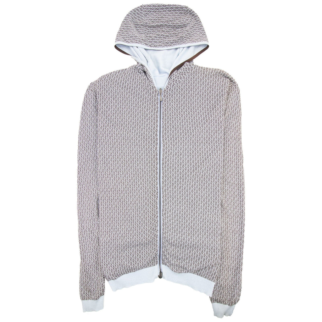 Fendi Reversible Ff Logo Zip Up Hoody Marin Blue