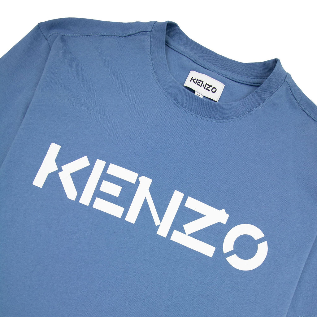 Kenzo Logo Print Crewneck T Shirt Marin Blue