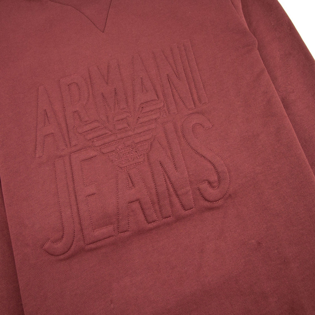 Armani Jeans Embossed Crewneck Sweet Shirt Red