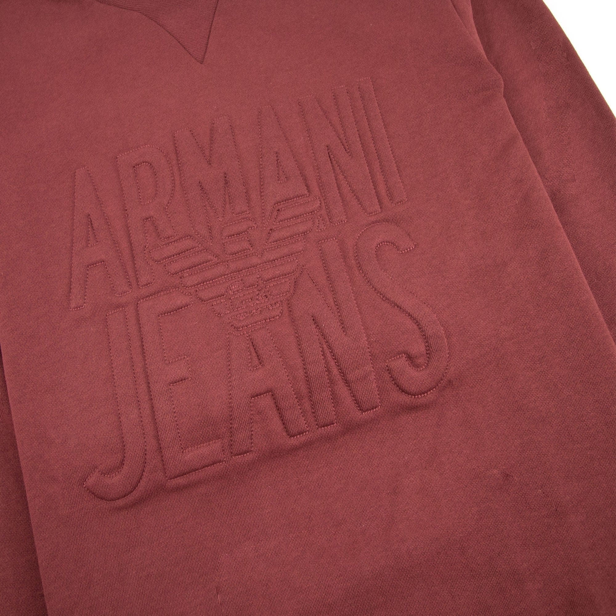 Armani Jeans Embossed Crewneck Sweet Shirt Red