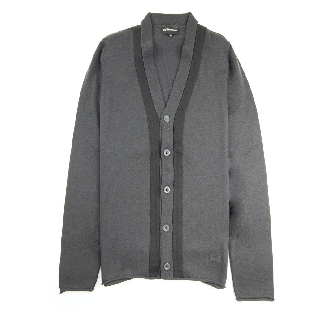 Emporio Armani Rubber Logo Cardigan Dark Grey