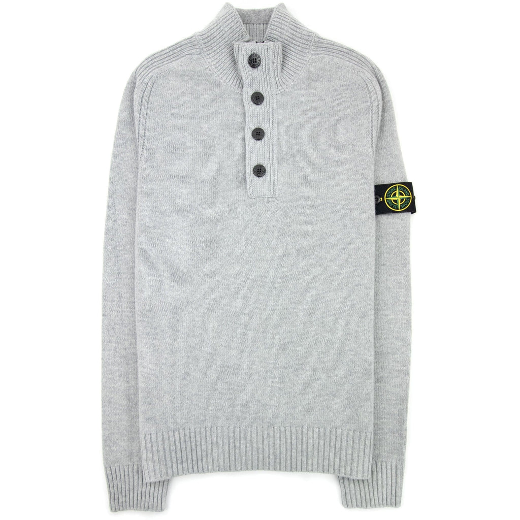 Stone Island Zip And Button Pop Over Sweater Light Grey Voo61