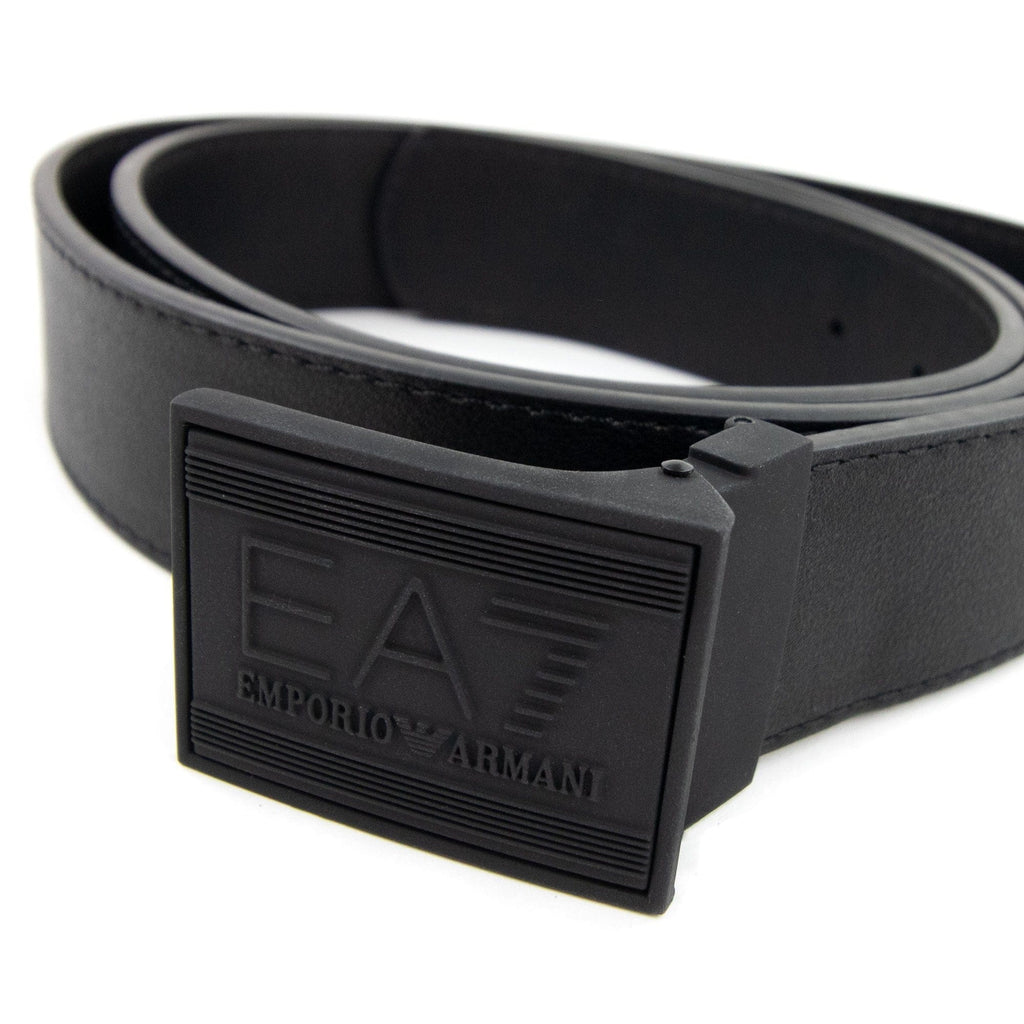 Ea7 Embossed Logo Adjustable Belt Black