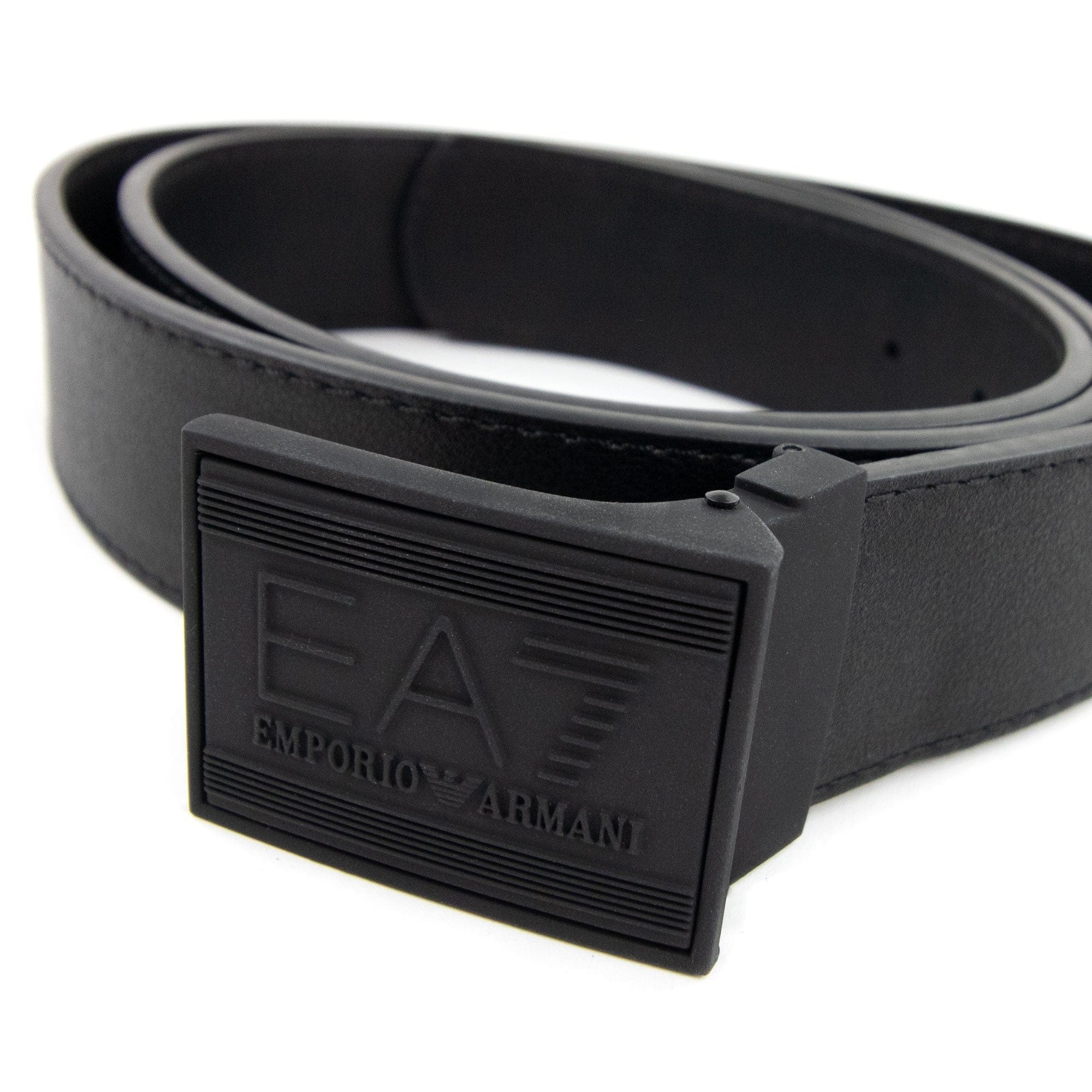 Ea7 Embossed Logo Adjustable Belt Black