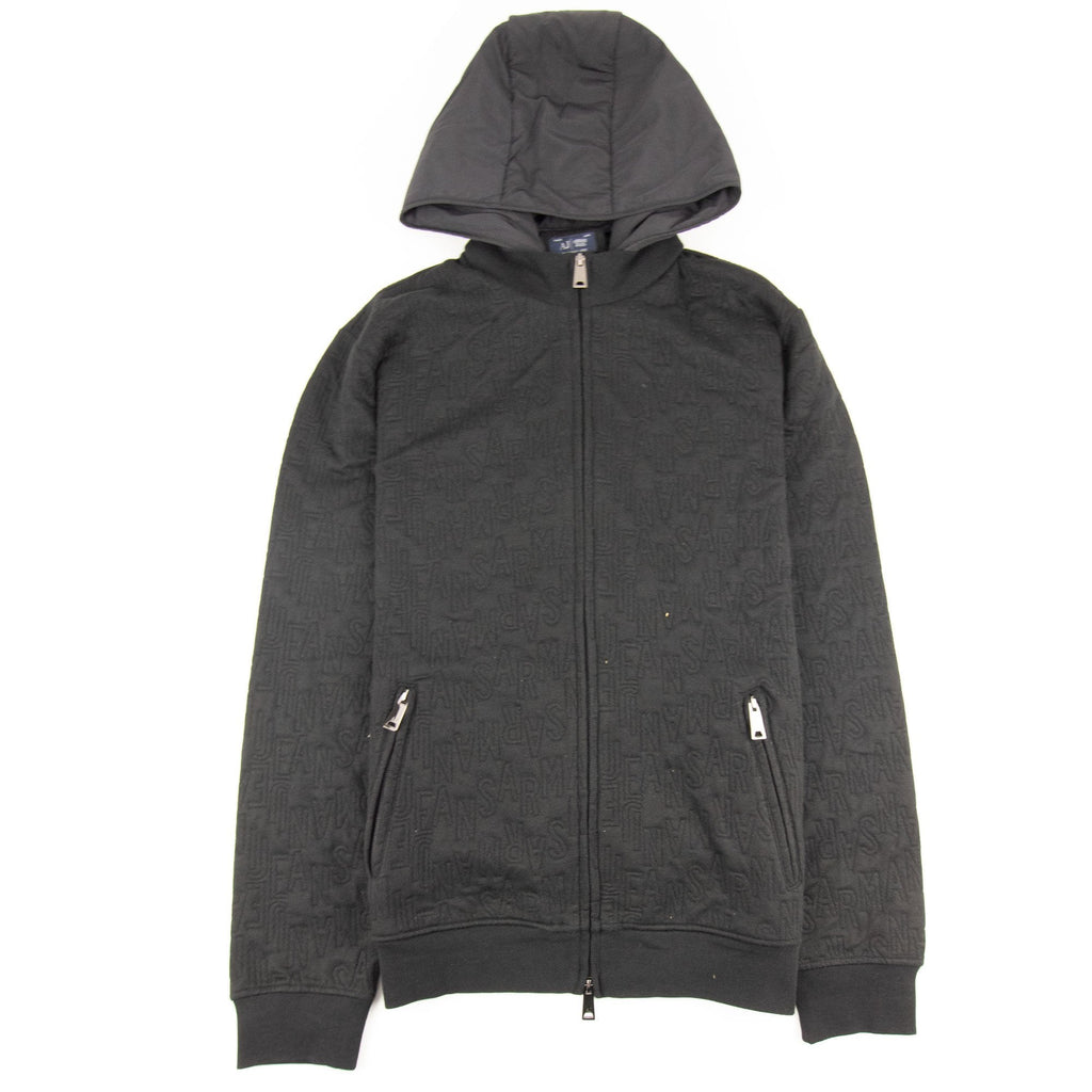 Armani Jeans Embossed Hoody Jacket Black