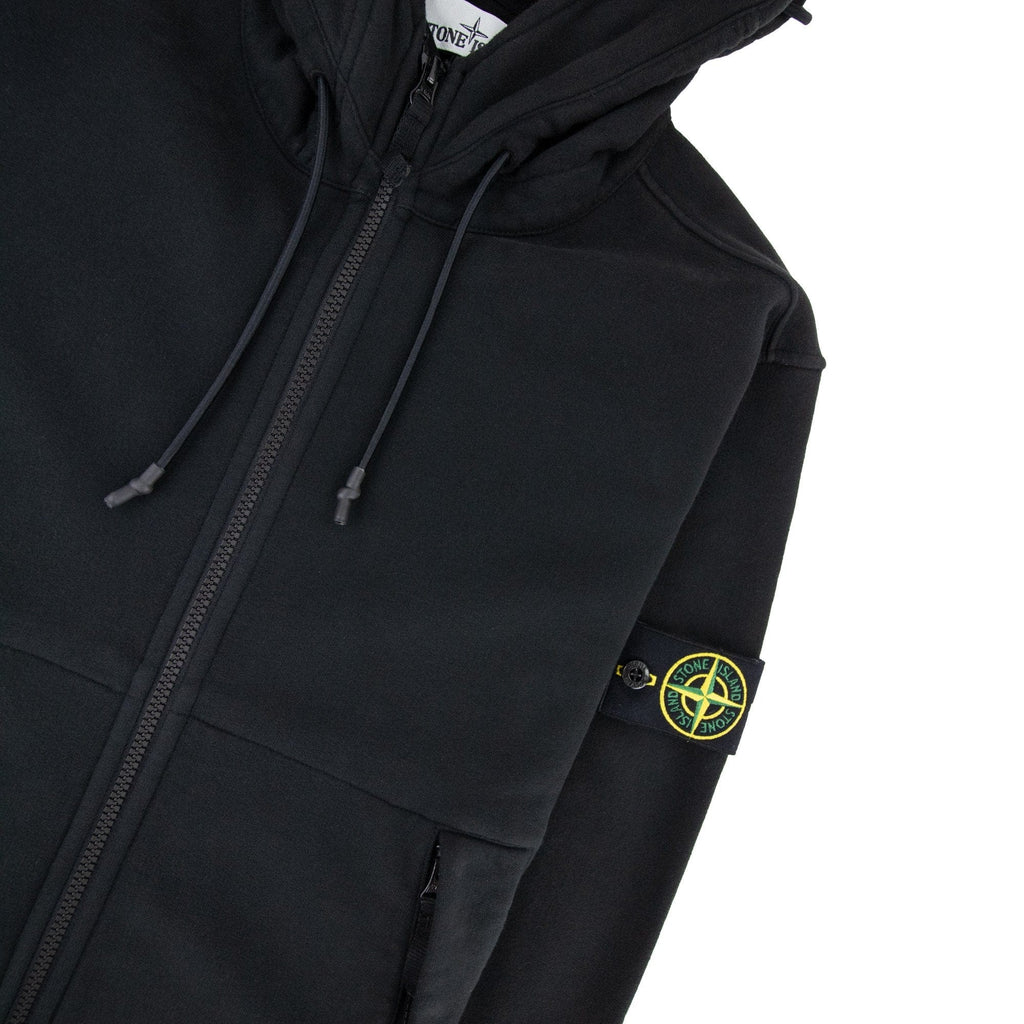 Stone Island 61420 Hooded Zip Up Sweatshirt Black V0029