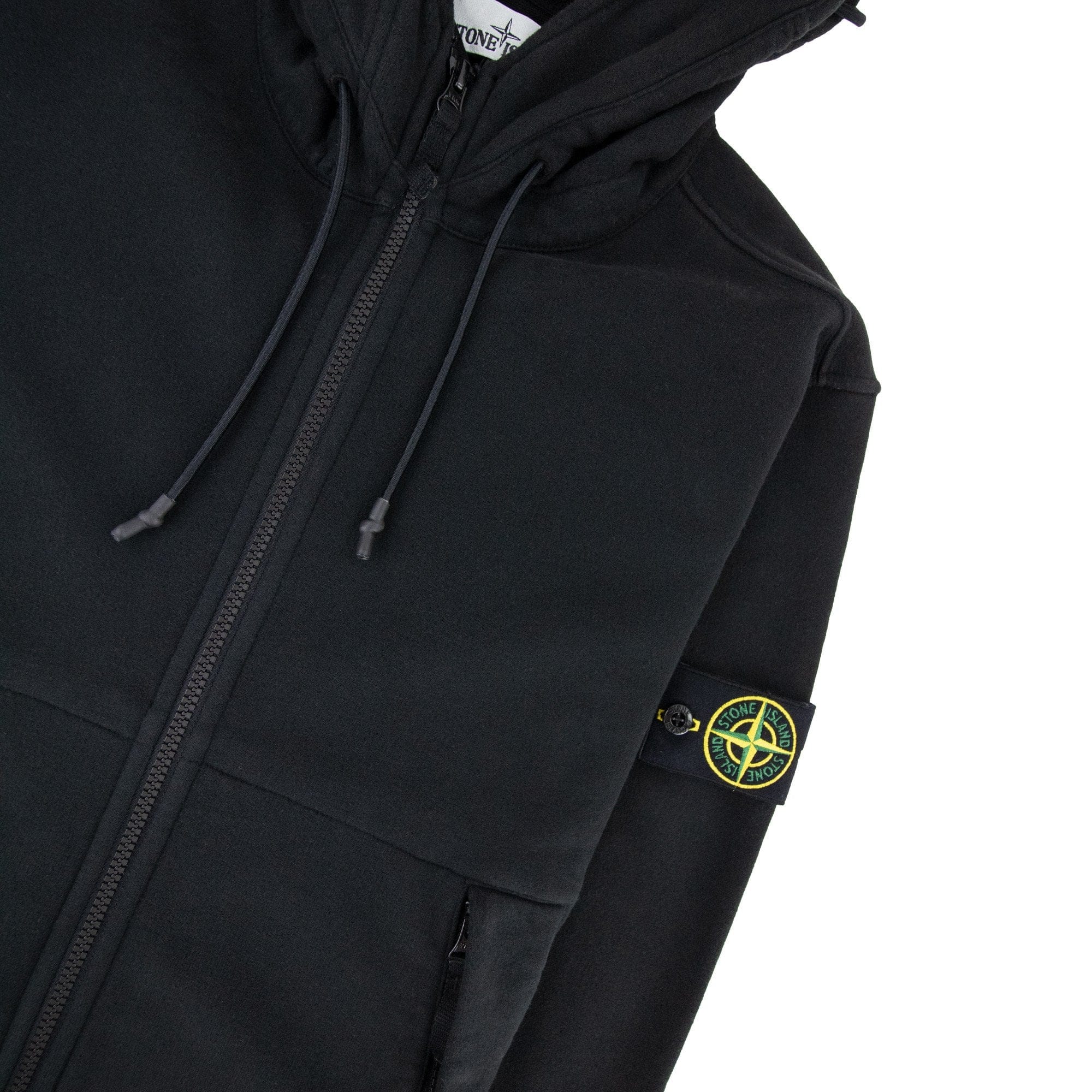 Stone Island 61420 Hooded Zip Up Sweatshirt Black V0029