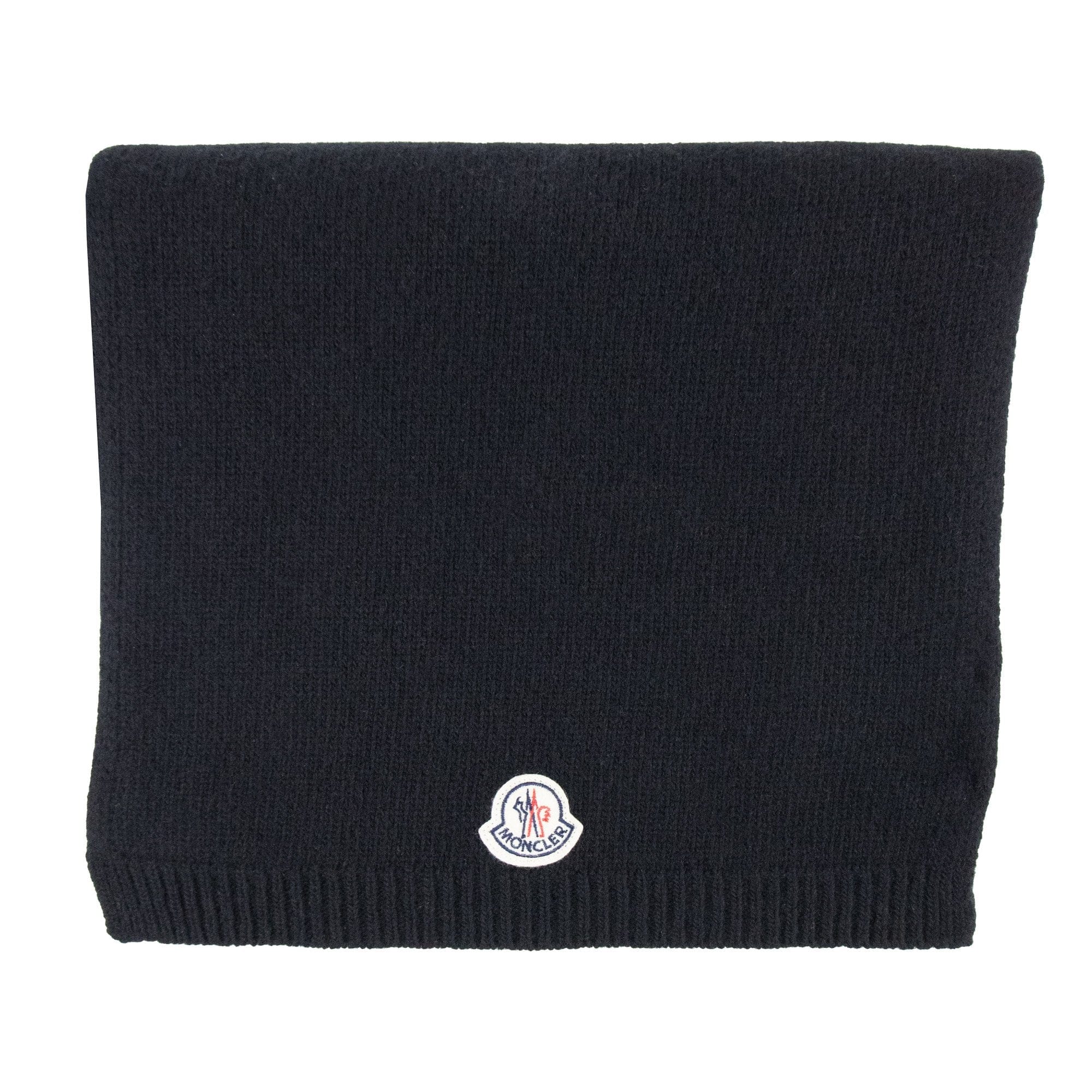 Moncler Front Logo Patch Scarf Black 999