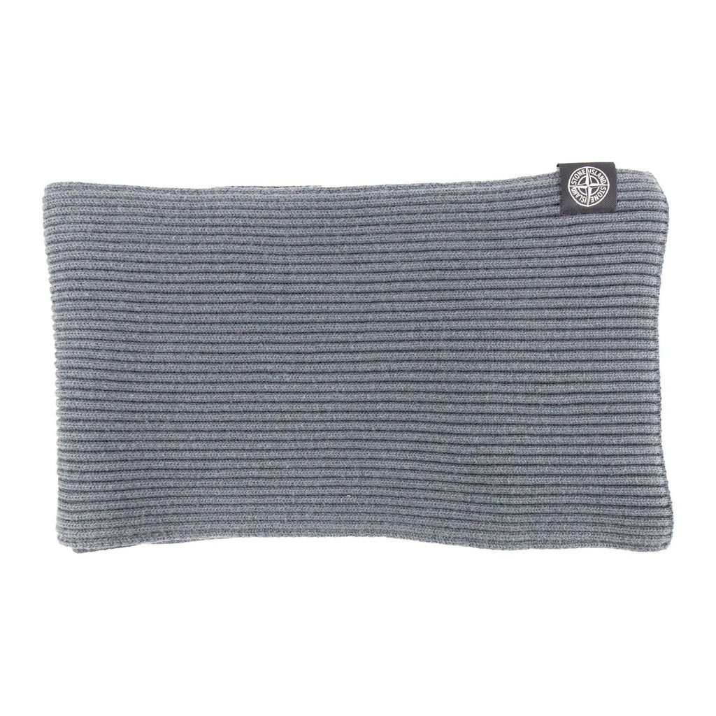 Stone Island Ribbed Wool Patch Logo Scarf Charcoal V0067