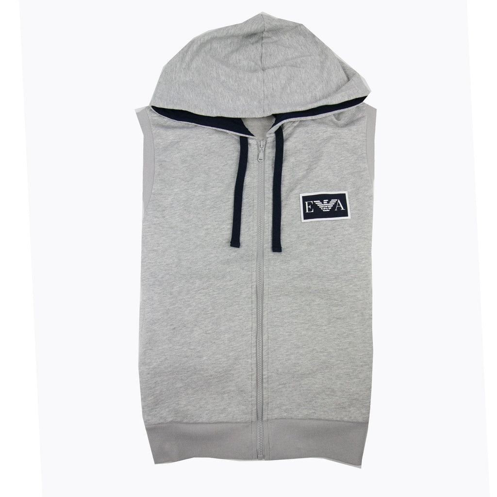 Ea7 Ea Logo Sleeveless Hoodied Sweatshirt Light Grey