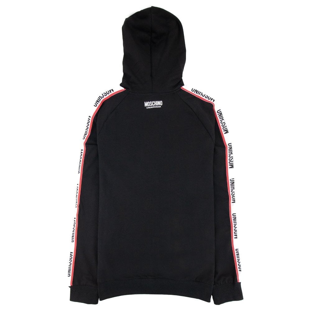 Moschino Underwear Arm Tape Logo Zip Up Hoody Black