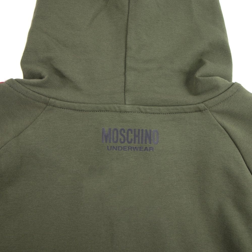 Moschino Underwear Arm Tape Logo Zip Up Hoody Khaki