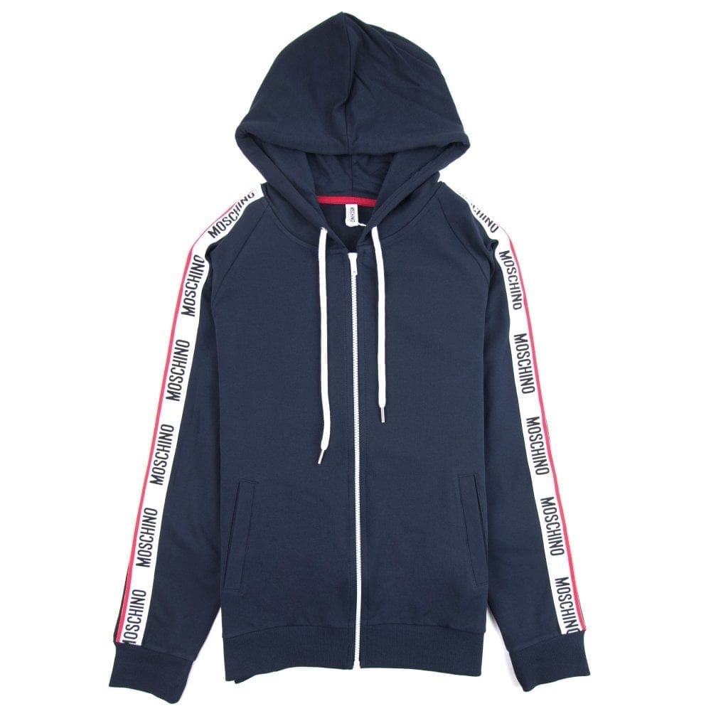 Moschino Underwear Arm Tape Logo Zip Up Hoody Dark Navy