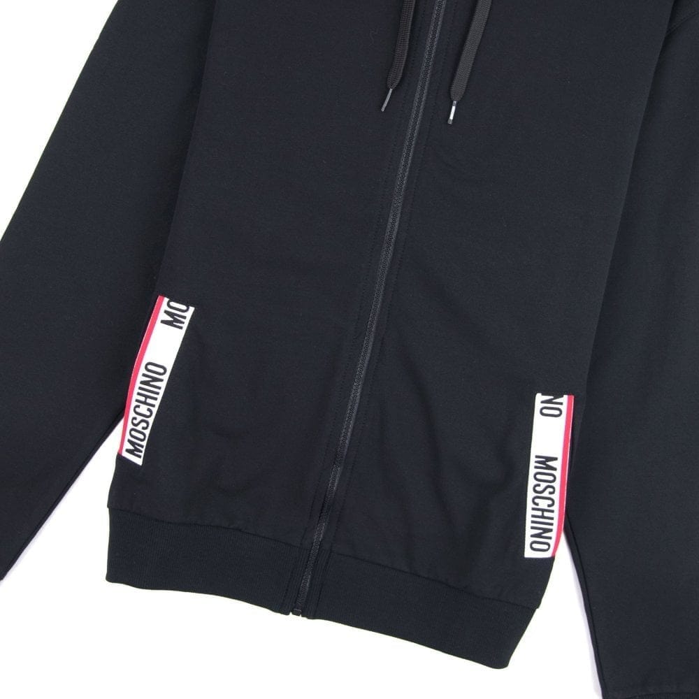 Moschino Underwear Pocket Tape Logo Hoody Black