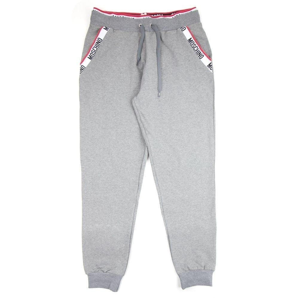 Moschino Underwear Pocket Tape Logo Jogging Pants Light Grey