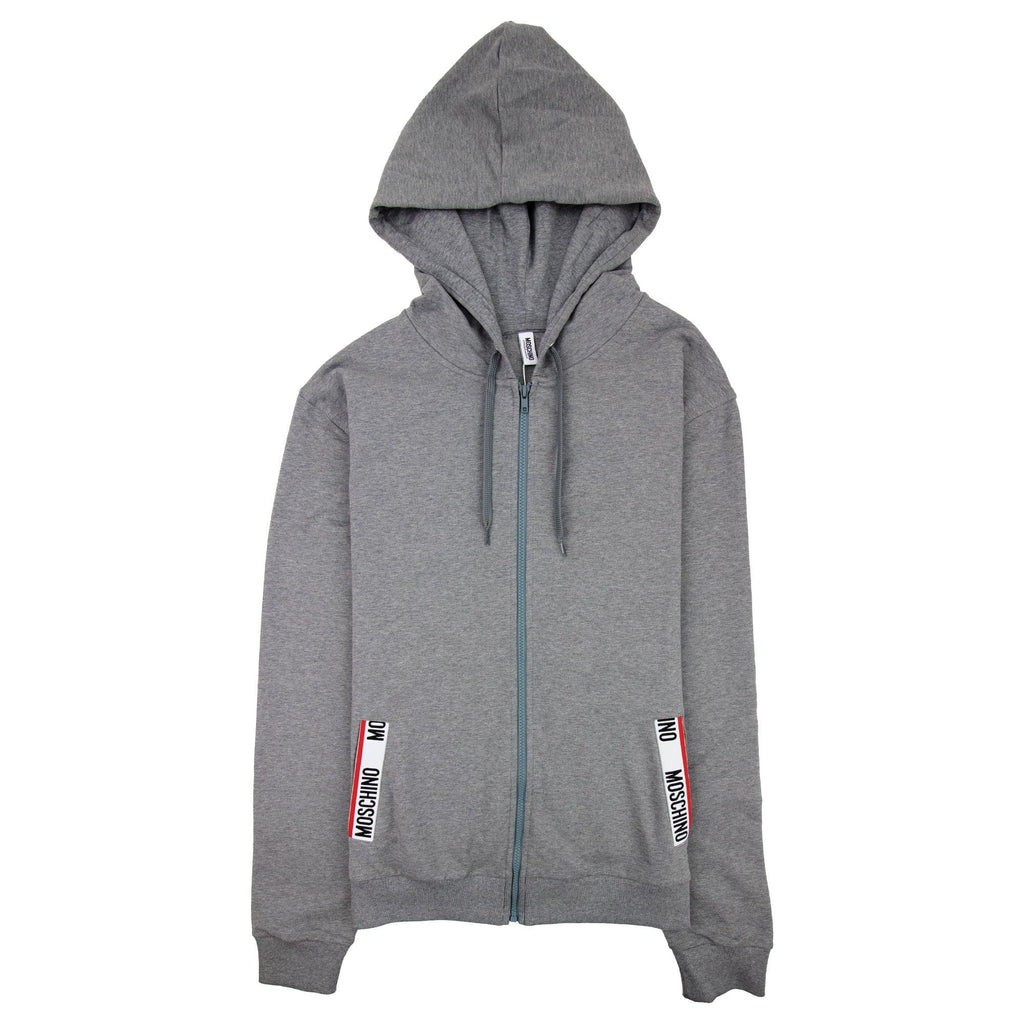 Moschino Underwear Pocket Tape Logo Hoody Dark Grey