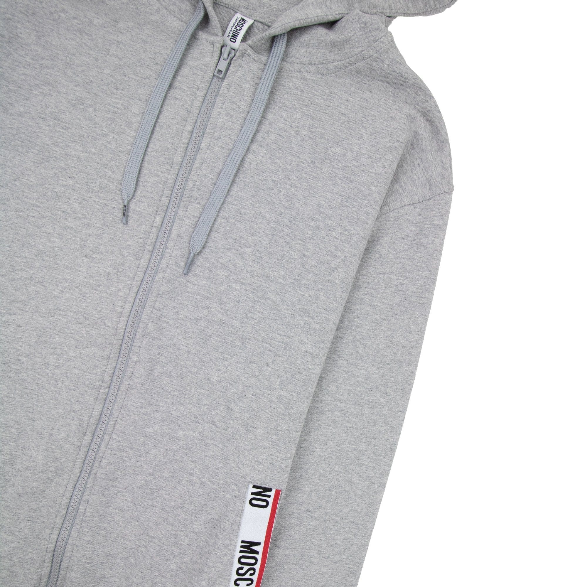Moschino Underwear Pocket Tape Logo Hoody Light Grey