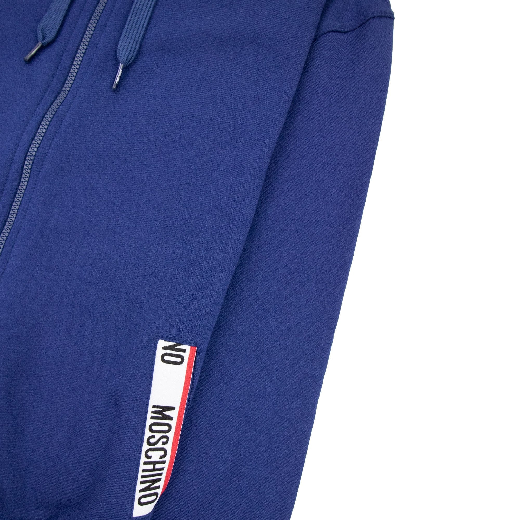 Moschino Underwear Pocket Tape Logo Hoody Blue