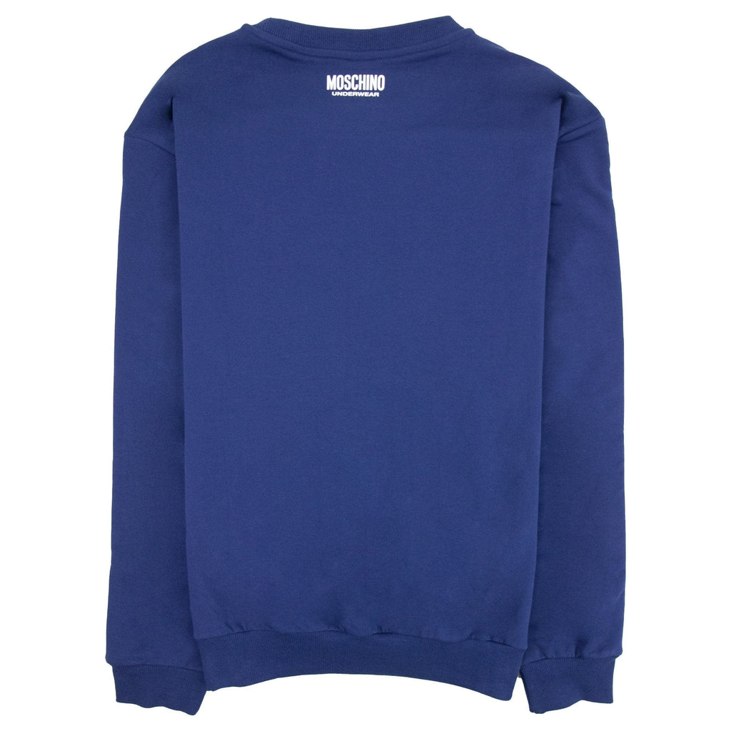 Moschino Underwear Tape Logo Crew Neck Sweatshirt Navy Blue 0290