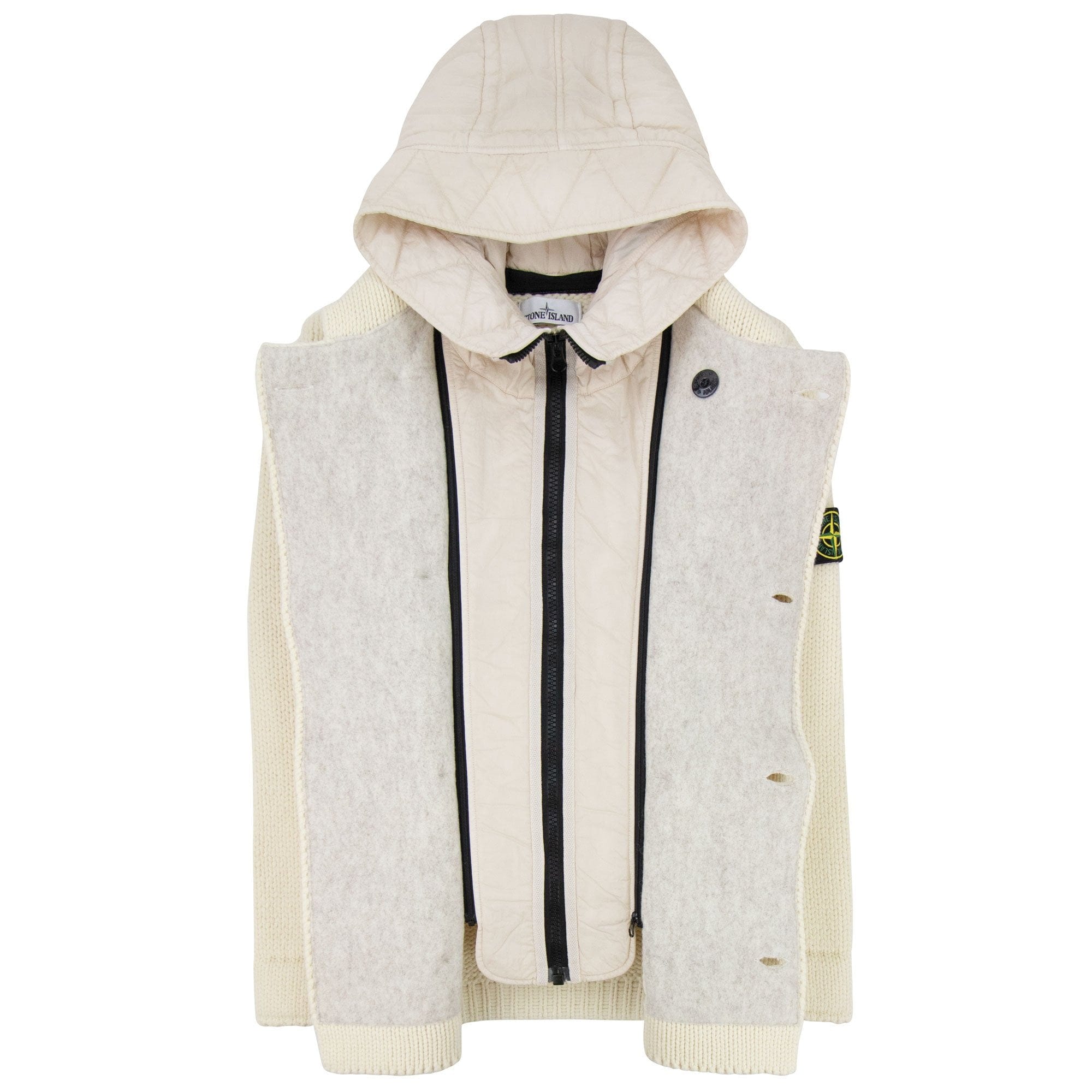 Stone Island Double Breasted Knitted Cardigan Butter V0035