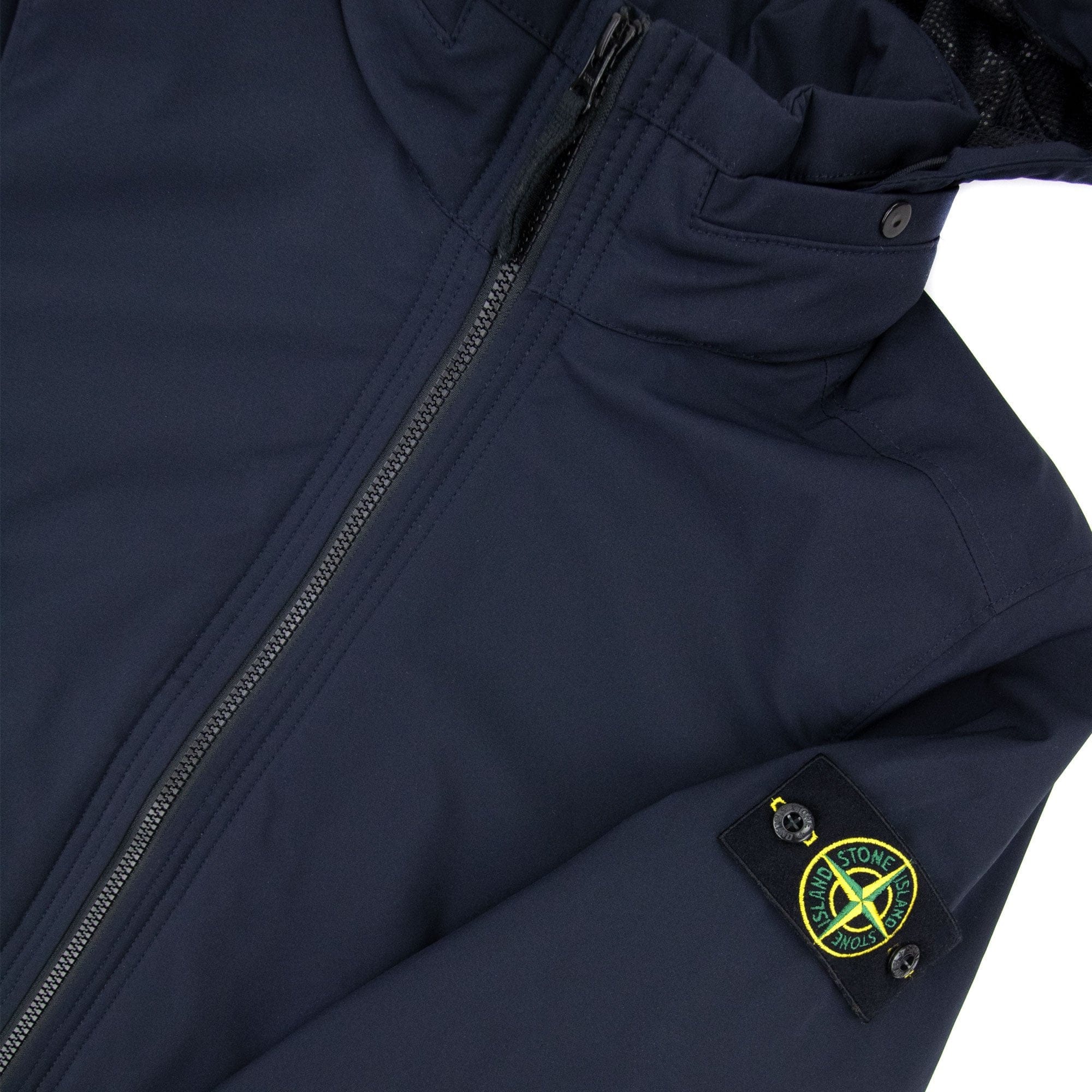 Stone Island Logo Patch Detail Soft Shell Jacket Navy V0020