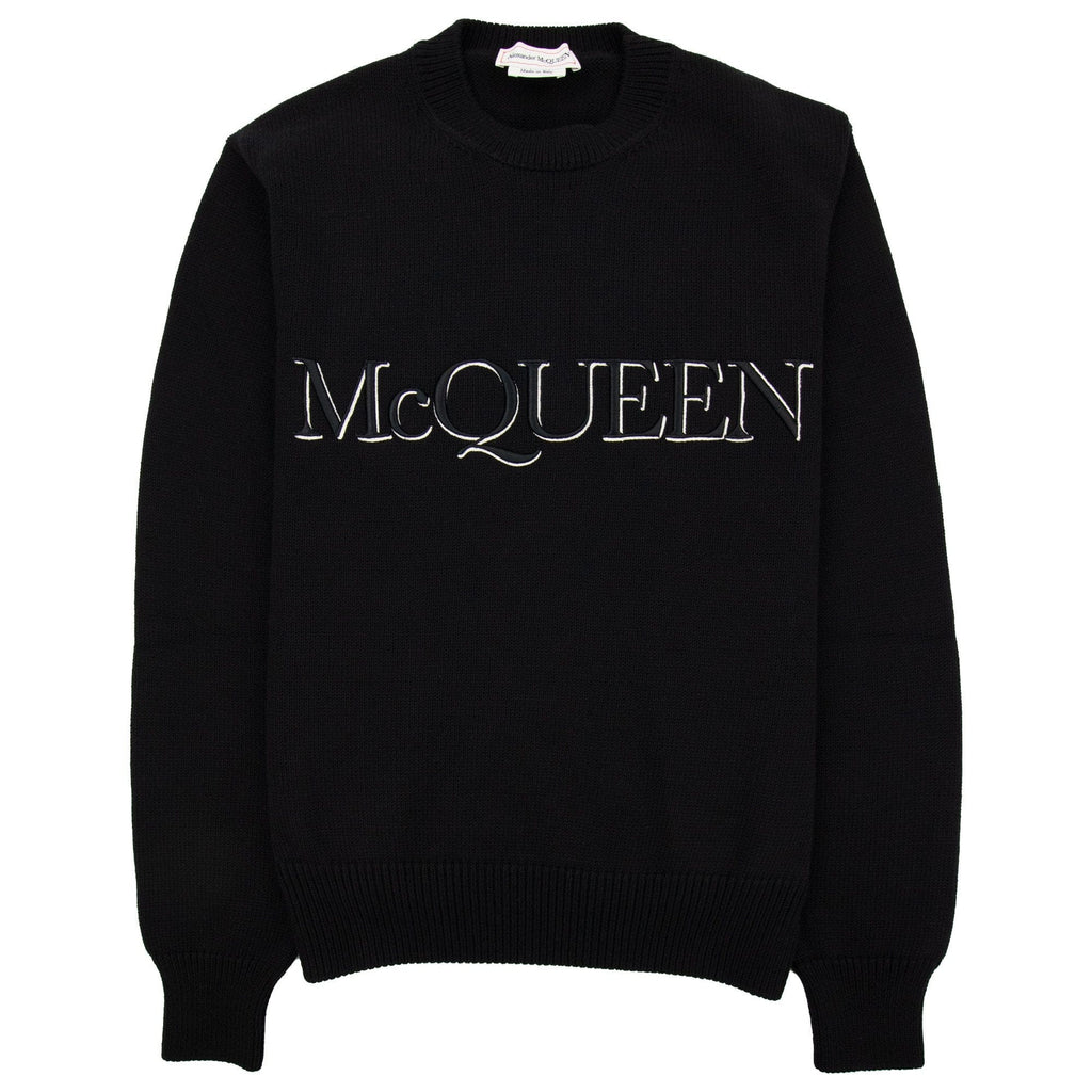 Alexander Mcqueen Embroidered Crew Neck Jumper Black 1011