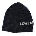 Love Moschino Logo Print Ribbed Knitted Beanie Navy