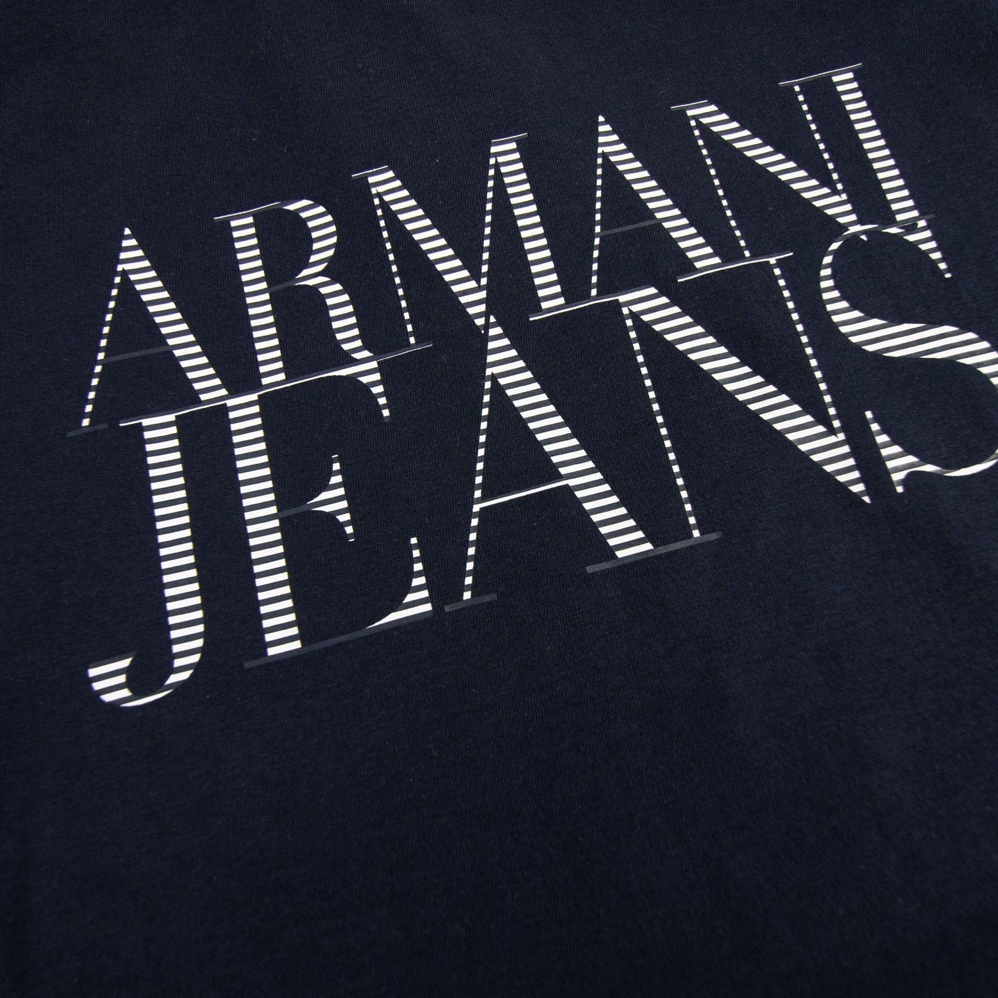 Armani Jeans Pin Tripe Logo T Shirt Blue Notte