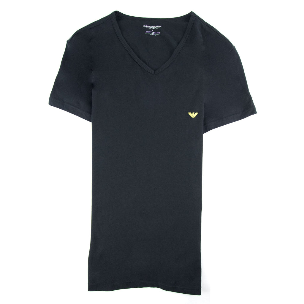 Emporio Armani Eagle Logo V Neck T Shirt Black