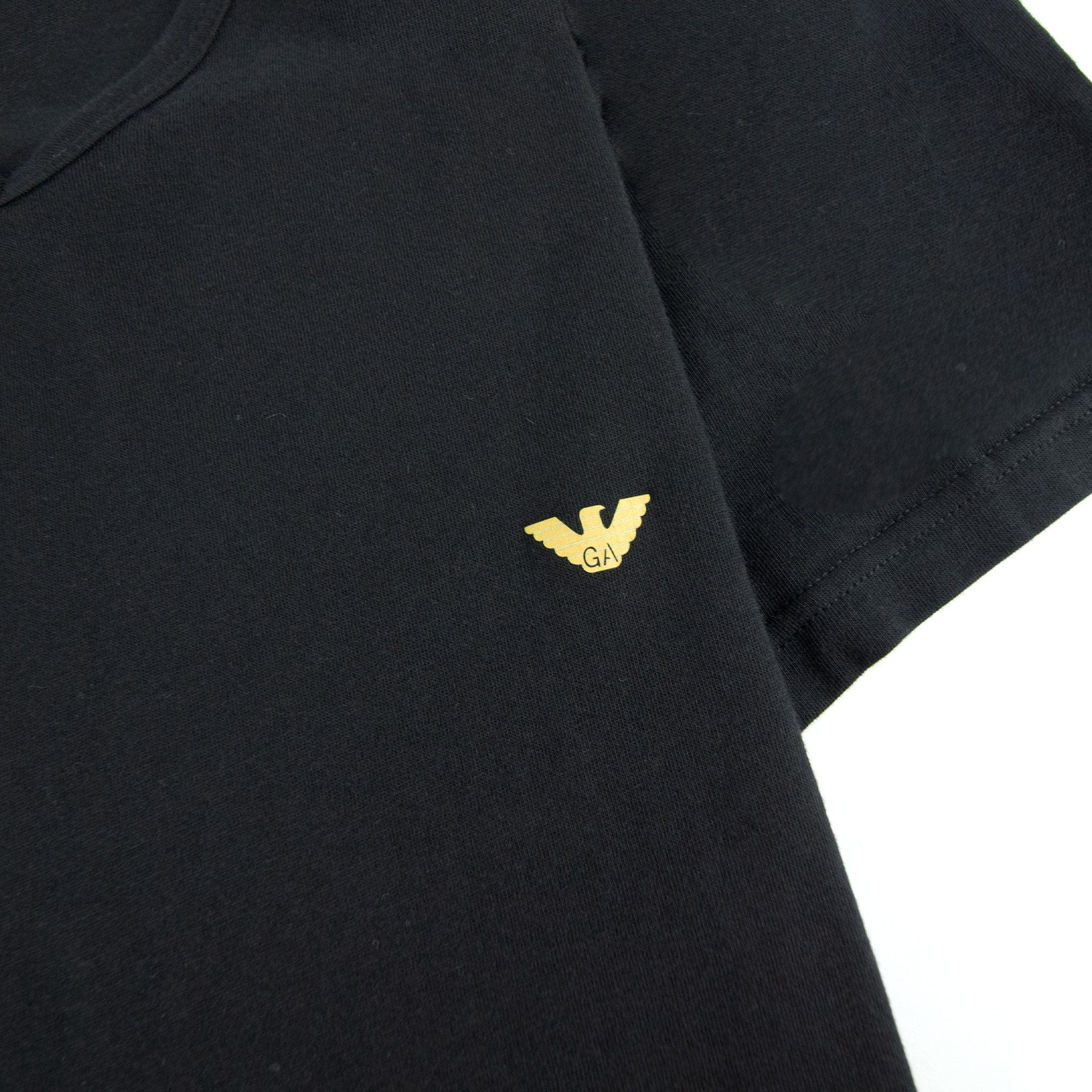 Emporio Armani Eagle Logo V Neck T Shirt Black