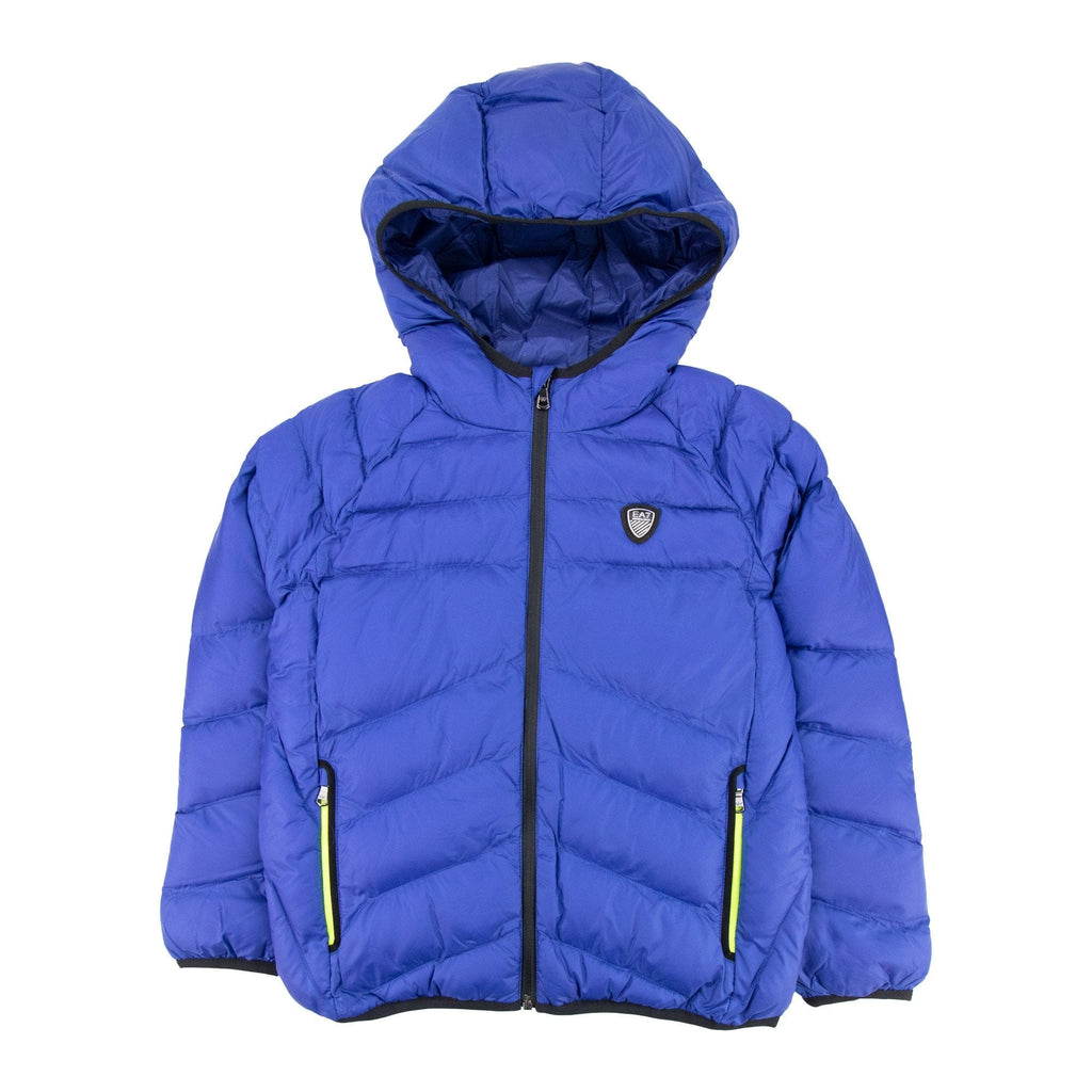 EA7 Junior Shield Logo Puffa Down Jacket Elec Blue