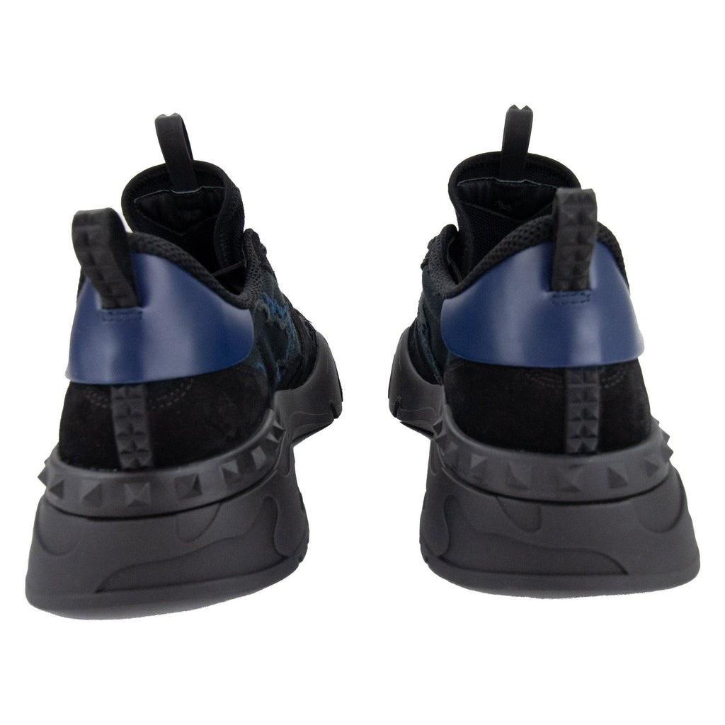 Valentino Rockrunner Plus Suede Mesh Trainers Nero