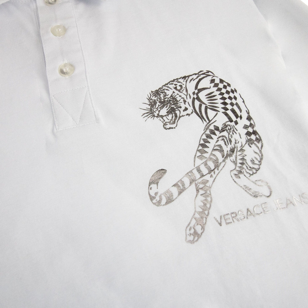 Versace Jeans Lion Printed Logo Cotton Jersey Polo White