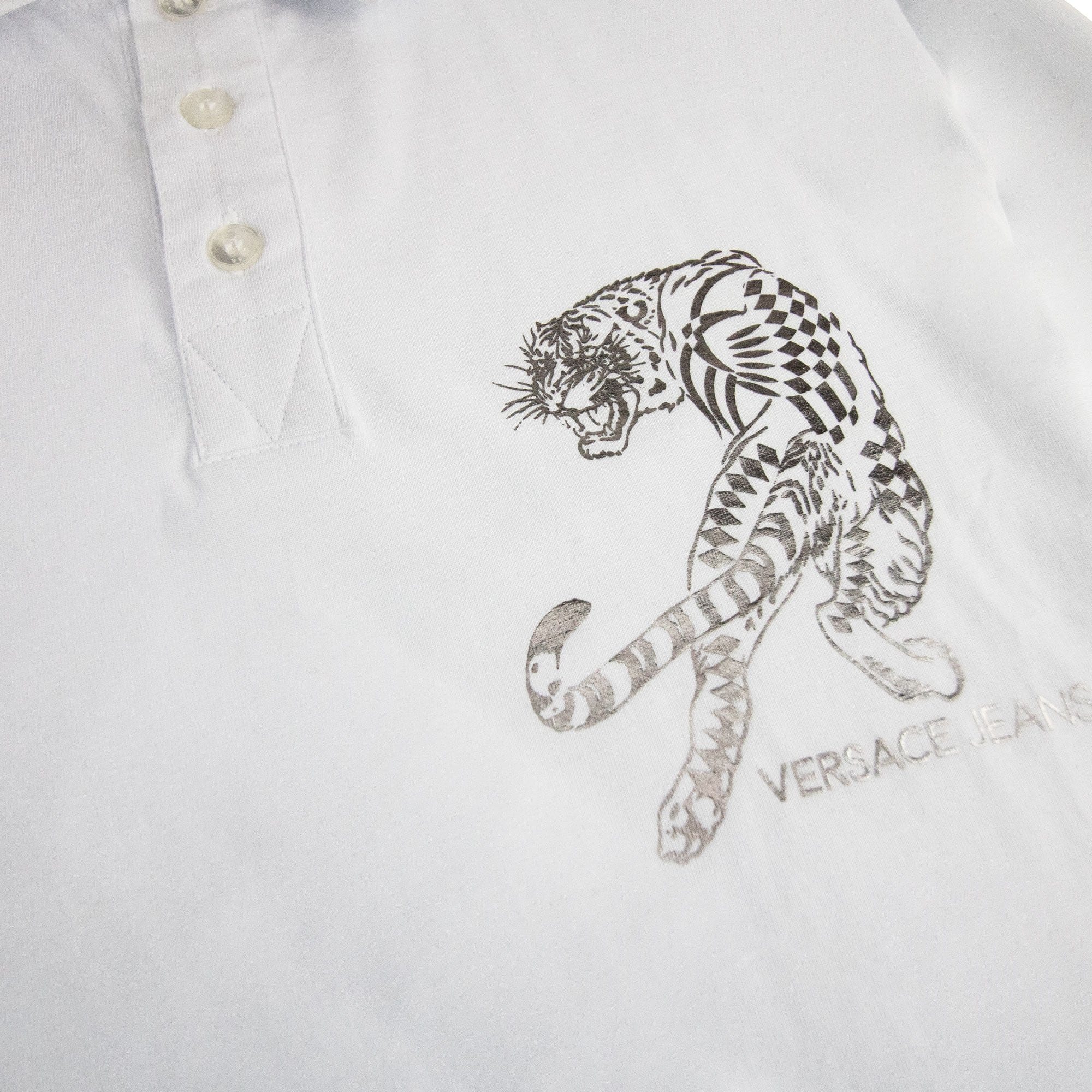 Versace Jeans Lion Printed Logo Cotton Jersey Polo White